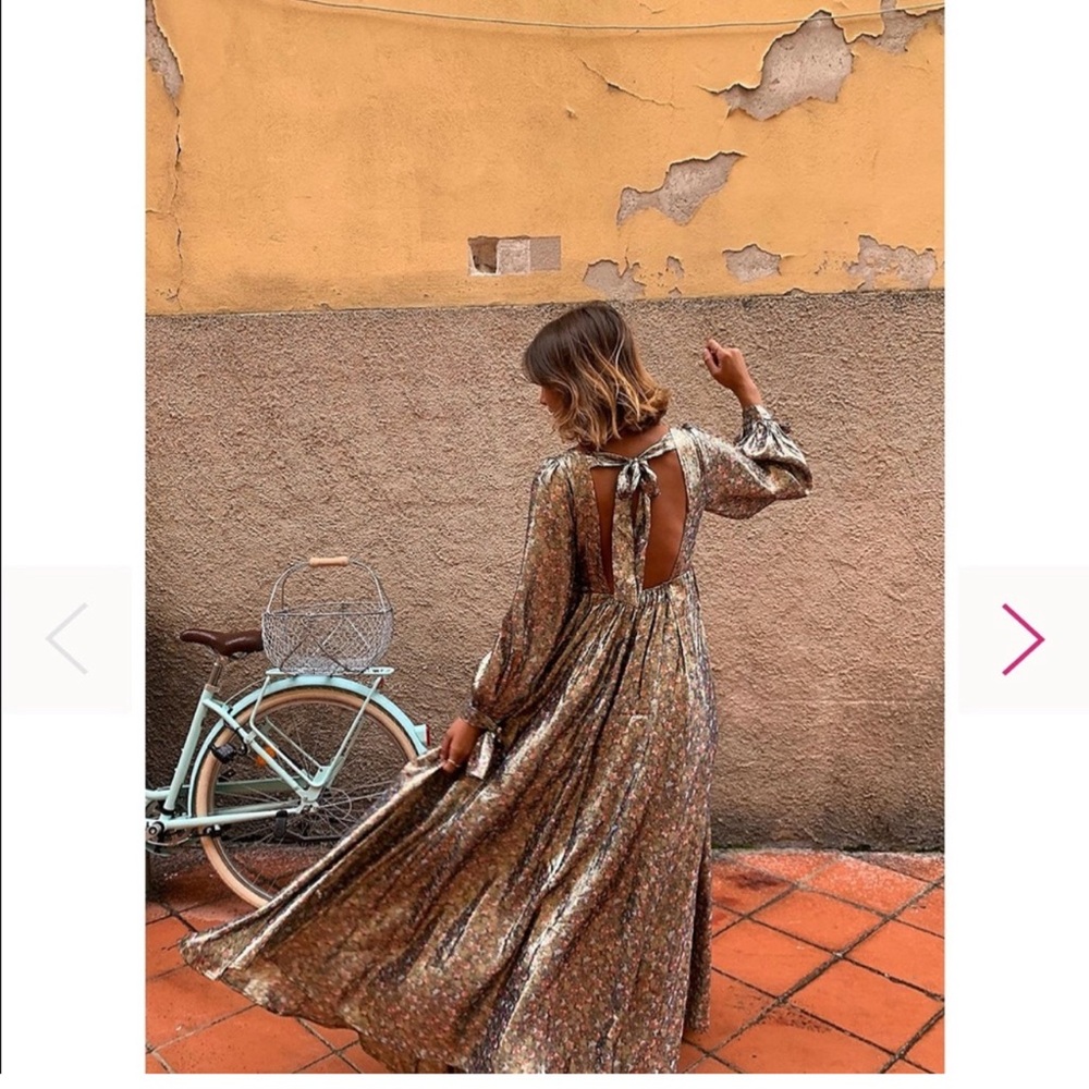 Free People Luxalina maxi dress, size L, silver metallic